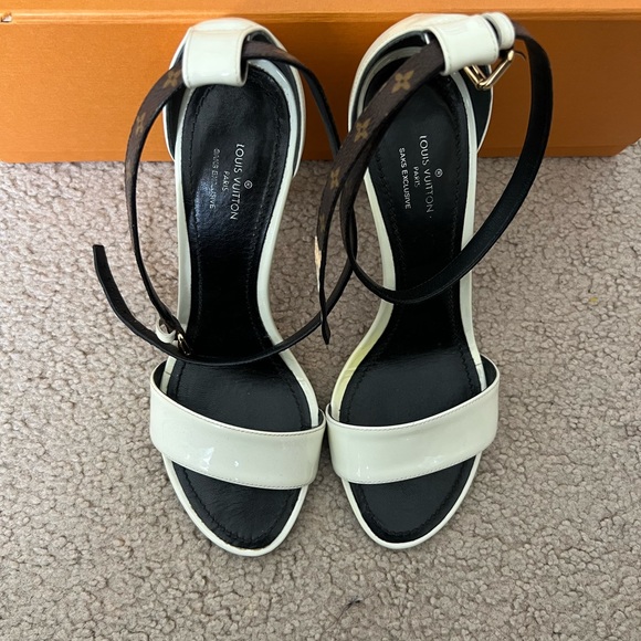 Preowned Womens Louis Vuitton Passenger Heel Sandals Monogram EBENE Sz. 38/US 8. - Picture 4 of 12